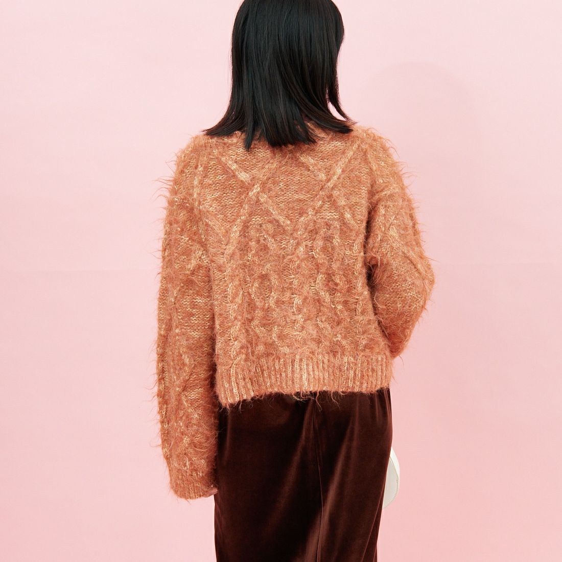 Jf Ready Made [ジェイエフレディメイド] シャギーケーブルニット [12619-HQ] ORANGE &&モデル身長：162cm 着用サイズ：F&&
