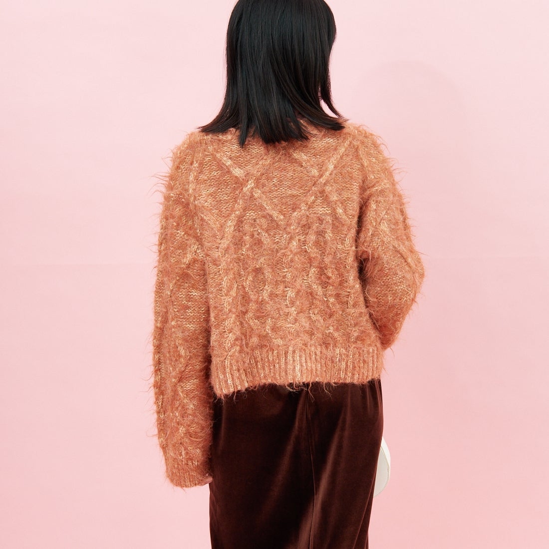 Jf Ready Made [ジェイエフレディメイド] シャギーケーブルニット [12619-HQ] ORANGE &&モデル身長：162cm 着用サイズ：F&&
