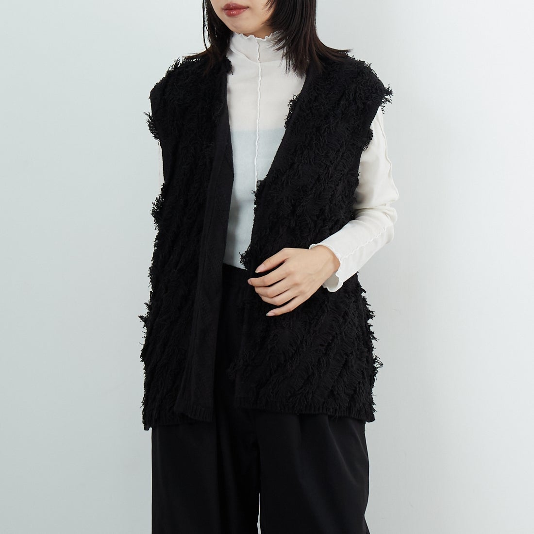 801 ﾌﾞﾗｯｸ&&モデル身長：162cm 着用サイズ：F&&