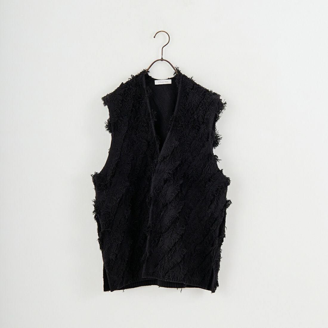 Jf Ready Made [ジェイエフレディメイド] フリンジ編み前開きニットベスト [3105203] 801 ﾌﾞﾗｯｸ