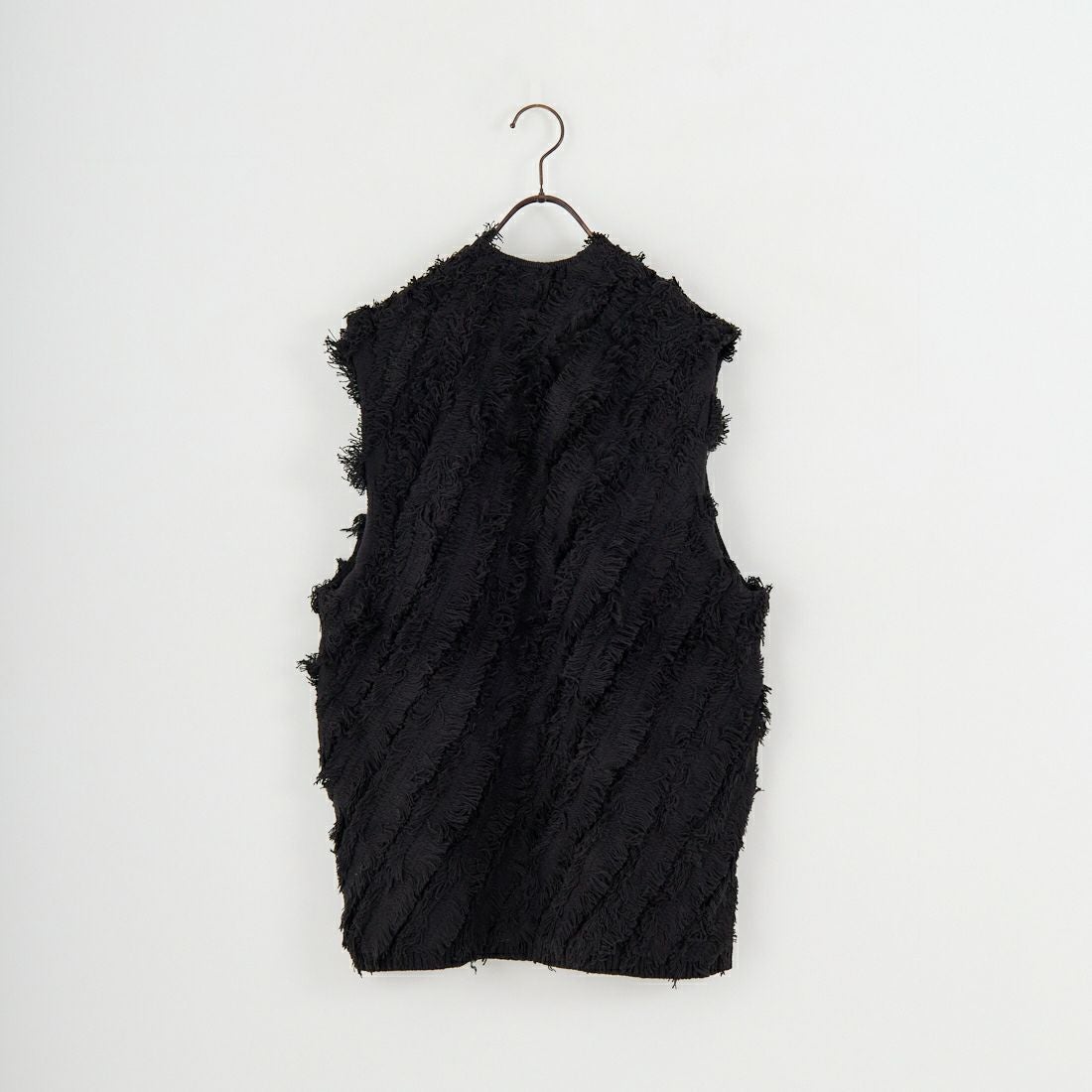 Jf Ready Made [ジェイエフレディメイド] フリンジ編み前開きニットベスト [3105203] 801 ﾌﾞﾗｯｸ