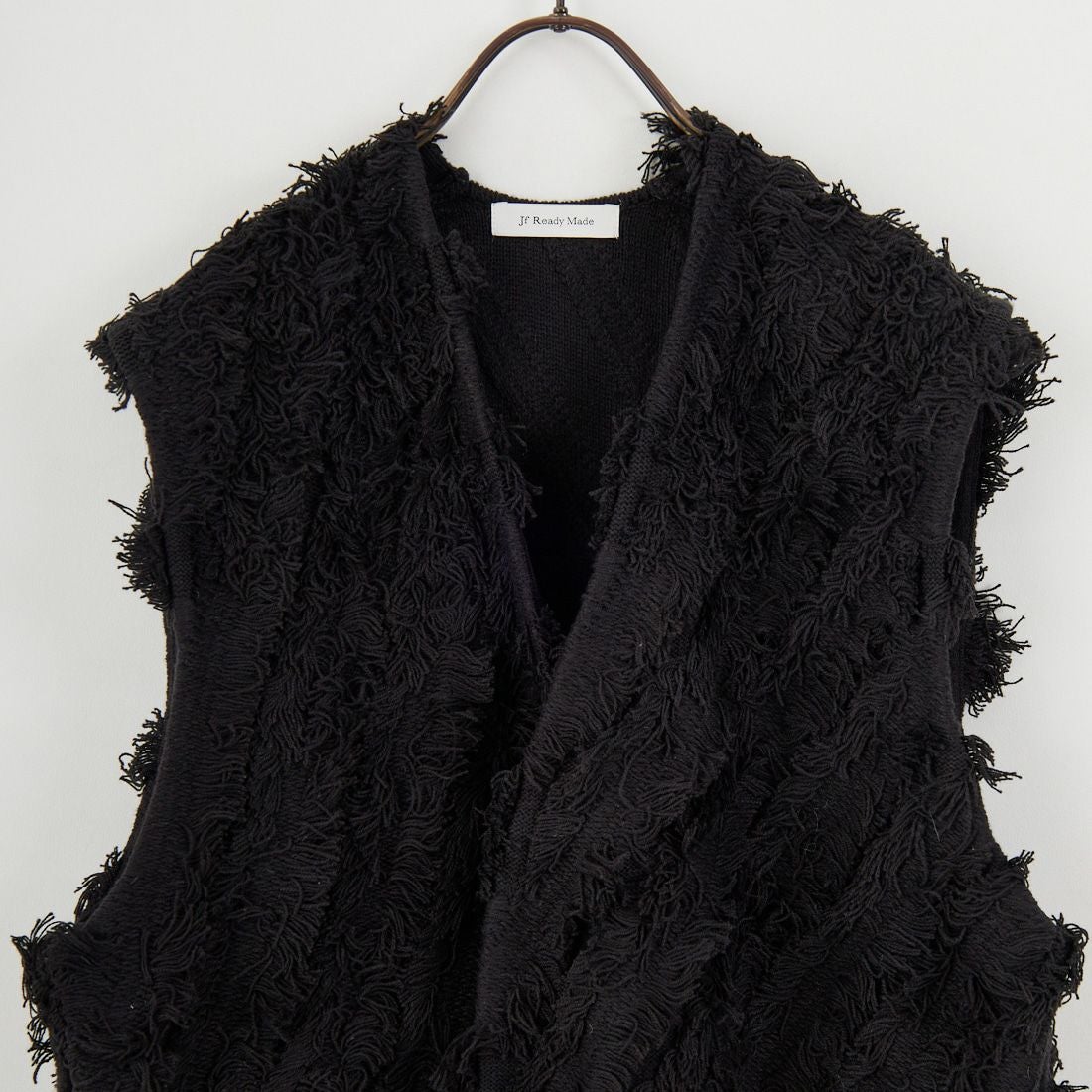 Jf Ready Made [ジェイエフレディメイド] フリンジ編み前開きニットベスト [3105203] 801 ﾌﾞﾗｯｸ
