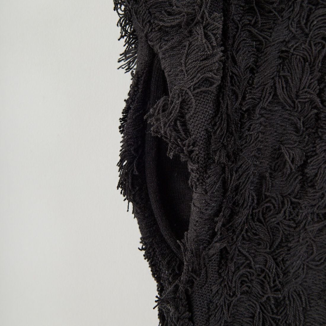 Jf Ready Made [ジェイエフレディメイド] フリンジ編み前開きニットベスト [3105203] 801 ﾌﾞﾗｯｸ