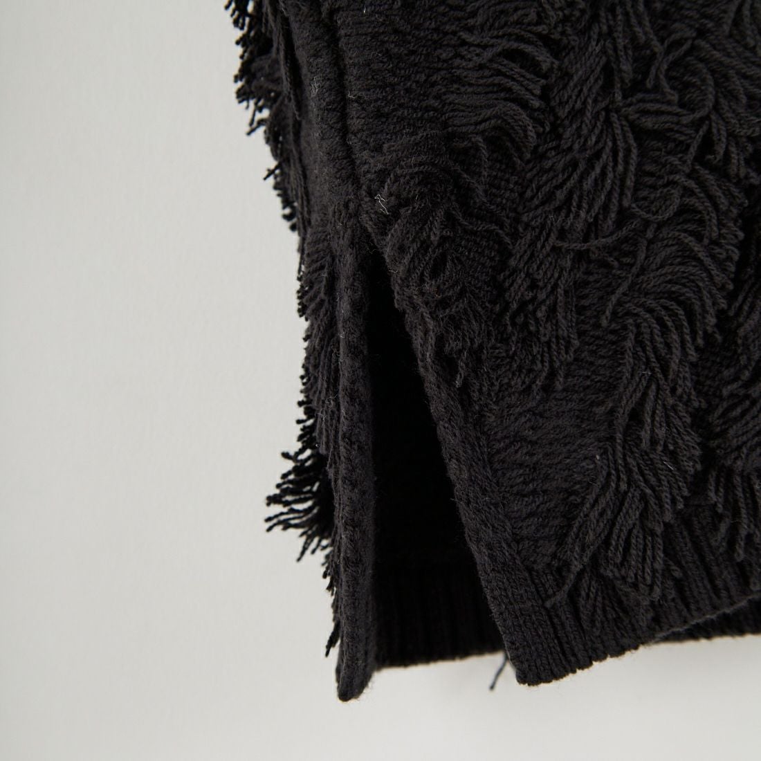 Jf Ready Made [ジェイエフレディメイド] フリンジ編み前開きニットベスト [3105203] 801 ﾌﾞﾗｯｸ