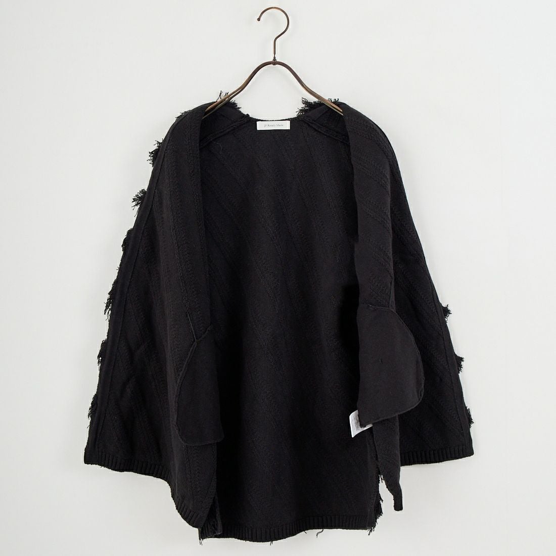 Jf Ready Made [ジェイエフレディメイド] フリンジ編み前開きニットベスト [3105203] 801 ﾌﾞﾗｯｸ