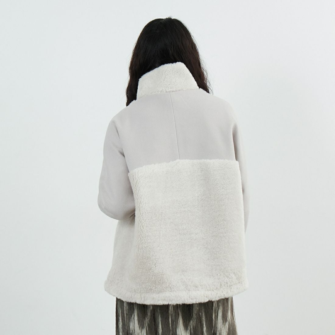 Jeans Factory Clothes [ジーンズファクトリークローズ] ボアウール切替コート [785749] 11 Lｸﾞﾚｰ &&モデル身長：162cm 着用サイズ：F&&