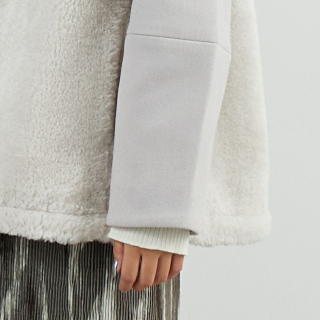 Jeans Factory Clothes [ジーンズファクトリークローズ] ボアウール切替コート [785749] 11 Lｸﾞﾚｰ &&モデル身長：162cm 着用サイズ：F&&