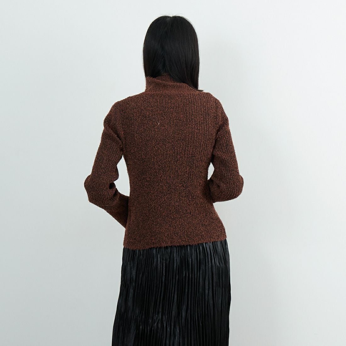 Jeans Factory Clothes [ジーンズファクトリークローズ] メランジドライバーズニット [12603-HQ] BROWN &&モデル身長：162cm 着用サイズ：F&&