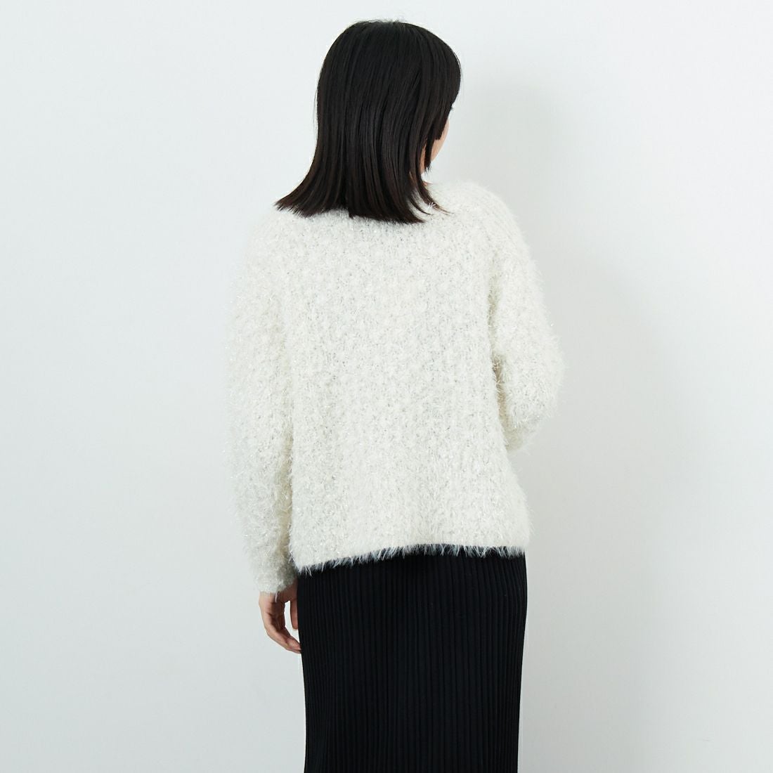 Jf Ready Made [ジェイエフレディメイド] ラメフラワー フェザーモールネッププルオーバー [3225421] ｱｲﾎﾞﾘｰ &&モデル身長：162cm 着用サイズ：F&&