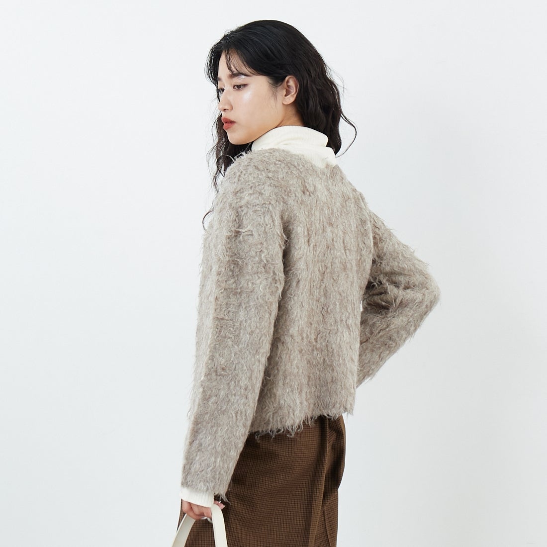 Jeans Factory Clothes [ジーンズファクトリークローズ] 2WAYロングシャギーニット [650118] 116 ｸﾞﾚｰｼﾞ &&モデル身長：162cm 着用サイズ：F&&