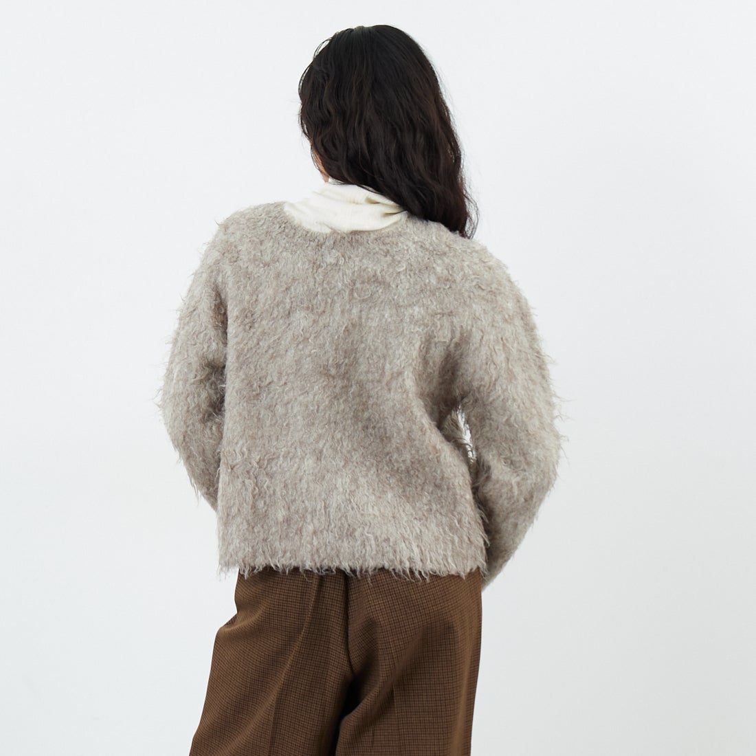 Jeans Factory Clothes [ジーンズファクトリークローズ] 2WAYロングシャギーニット [650118] 116 ｸﾞﾚｰｼﾞ &&モデル身長：162cm 着用サイズ：F&&