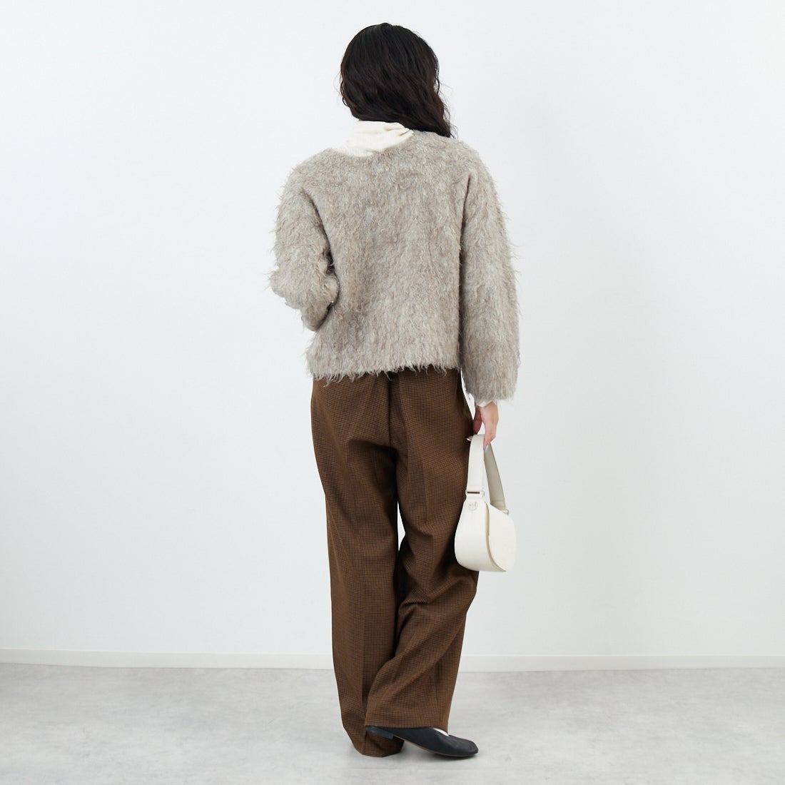 Jeans Factory Clothes [ジーンズファクトリークローズ] 2WAYロングシャギーニット [650118] 116 ｸﾞﾚｰｼﾞ &&モデル身長：162cm 着用サイズ：F&&
