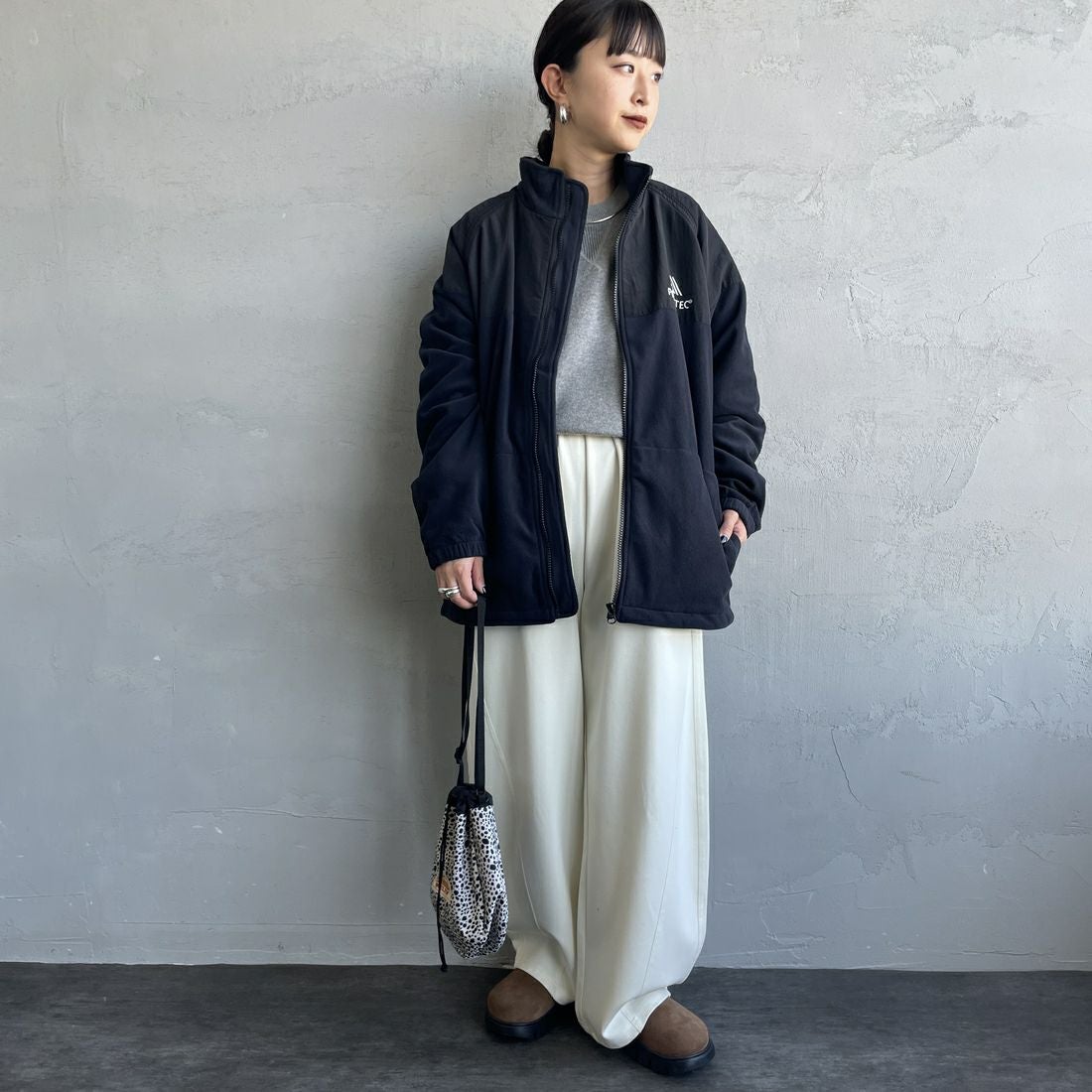 Jeans Factory Clothes [ジーンズファクトリークローズ] ポーラテック ECWCSフリースジャケット [JFC-254-041] 80 ﾌﾞﾗｯｸ &&モデル身長：150cm 着用サイズ：S&&