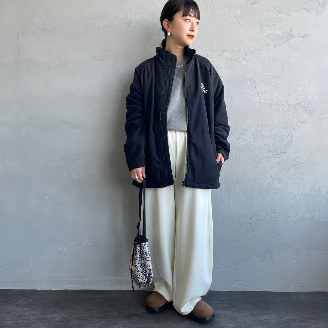 Jeans Factory Clothes [ジーンズファクトリークローズ] ポーラテック ECWCSフリースジャケット [JFC-254-041] 80 ﾌﾞﾗｯｸ &&モデル身長：150cm 着用サイズ：S&&