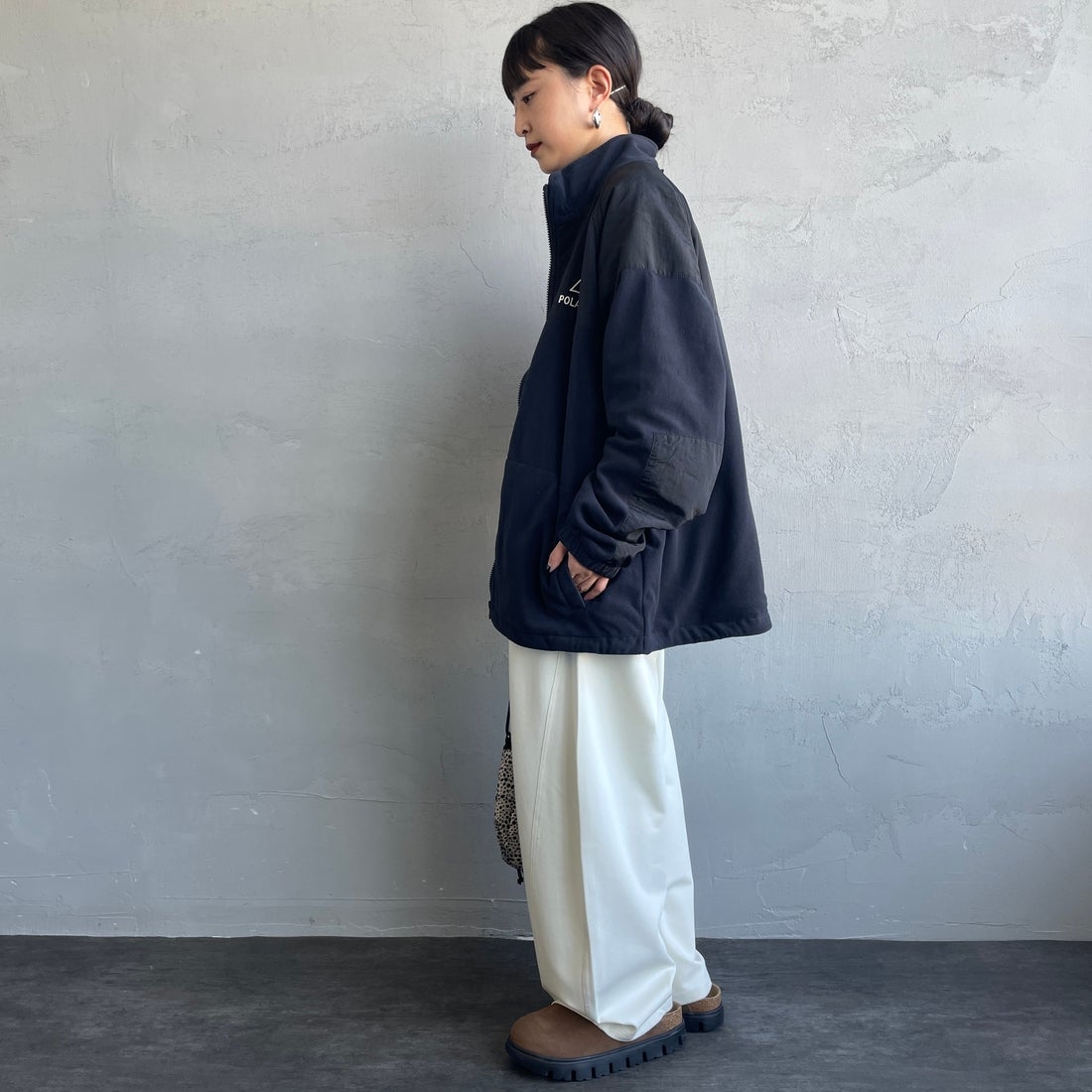 Jeans Factory Clothes [ジーンズファクトリークローズ] ポーラテック ECWCSフリースジャケット [JFC-254-041] 80 ﾌﾞﾗｯｸ &&モデル身長：150cm 着用サイズ：S&&