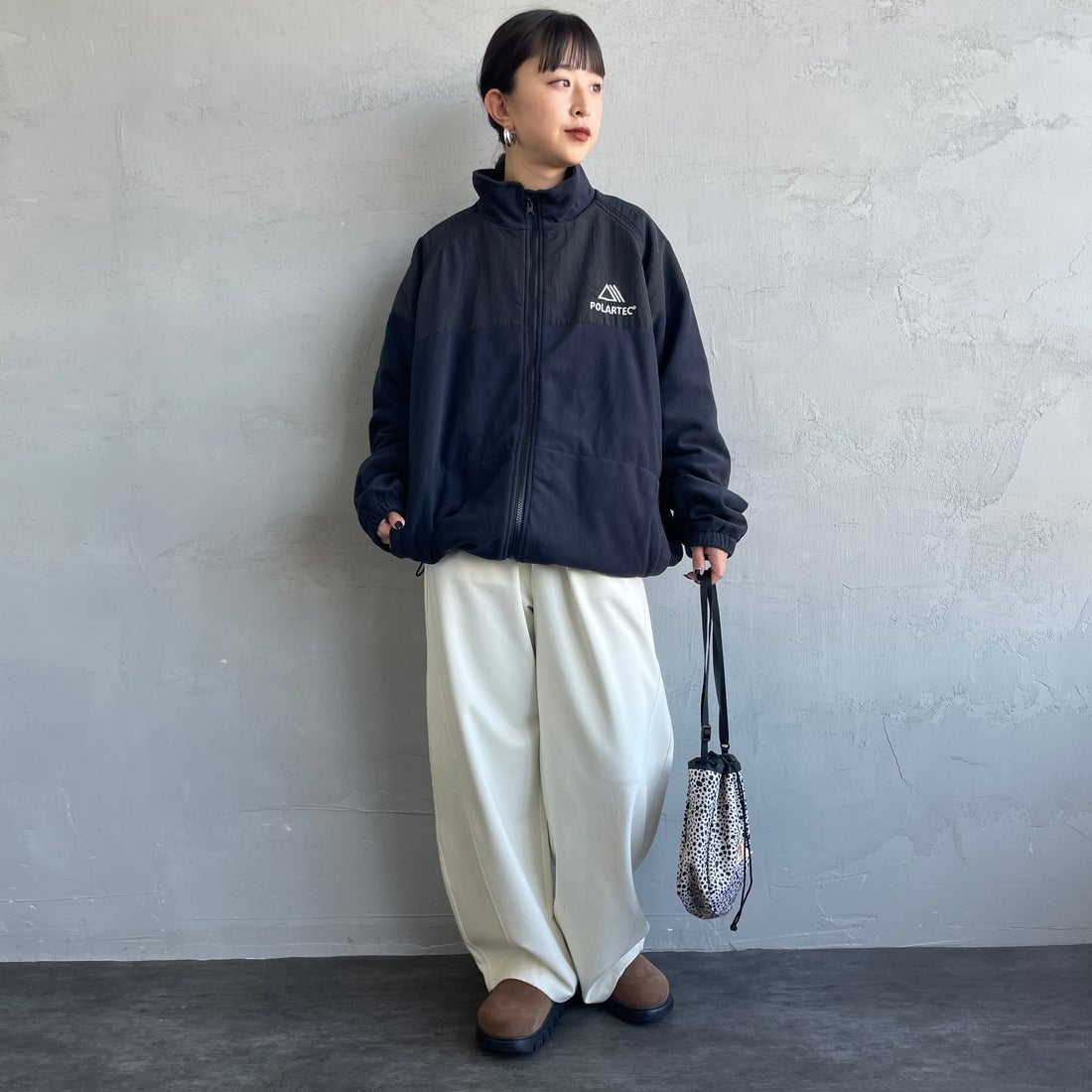 Jeans Factory Clothes [ジーンズファクトリークローズ] ポーラテック ECWCSフリースジャケット [JFC-254-041] 80 ﾌﾞﾗｯｸ &&モデル身長：150cm 着用サイズ：S&&