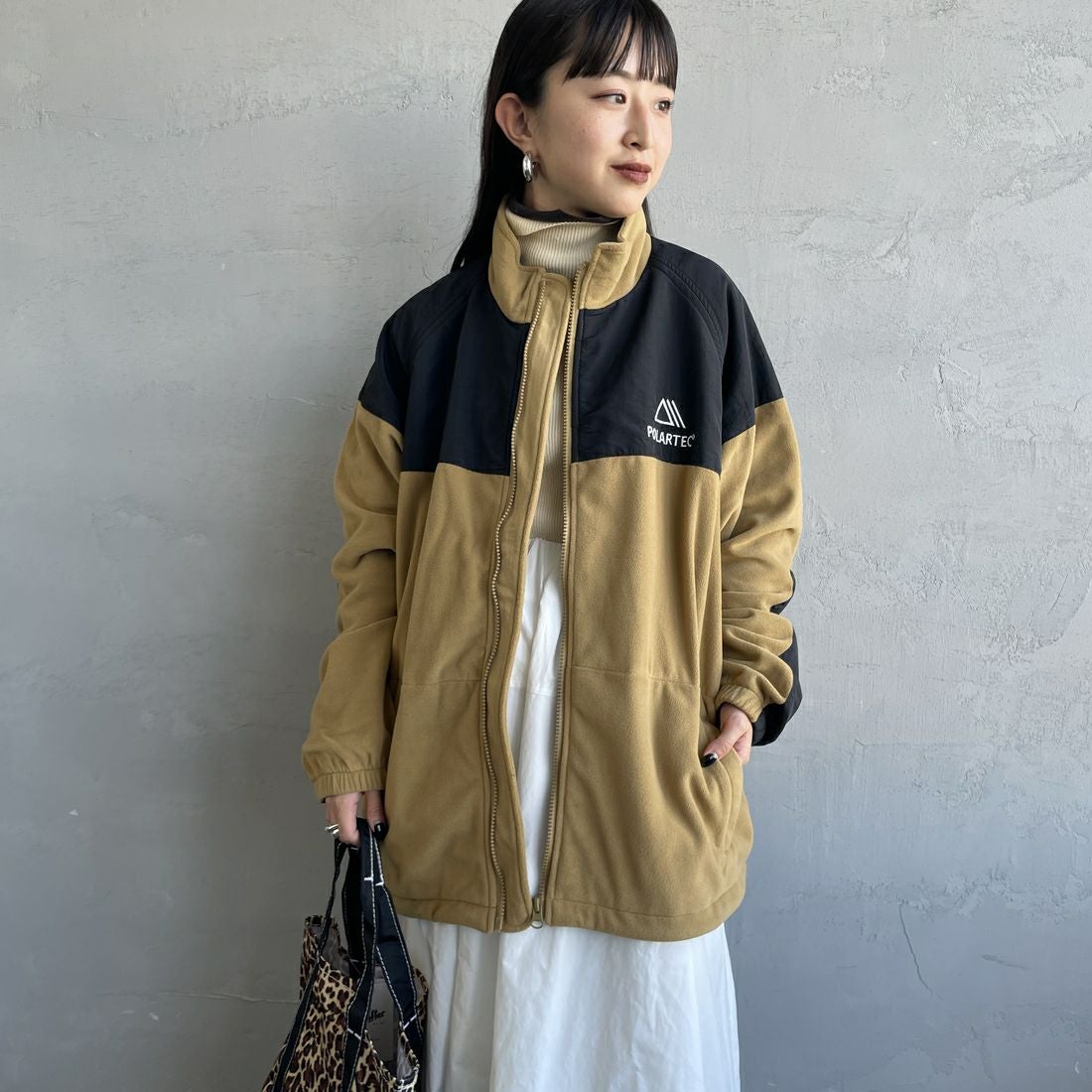 Jeans Factory Clothes [ジーンズファクトリークローズ] ポーラテック ECWCSフリースジャケット [JFC-254-041]74 ﾍﾞｰｼﾞｭ &&モデル身長：150cm 着用サイズ：S&&