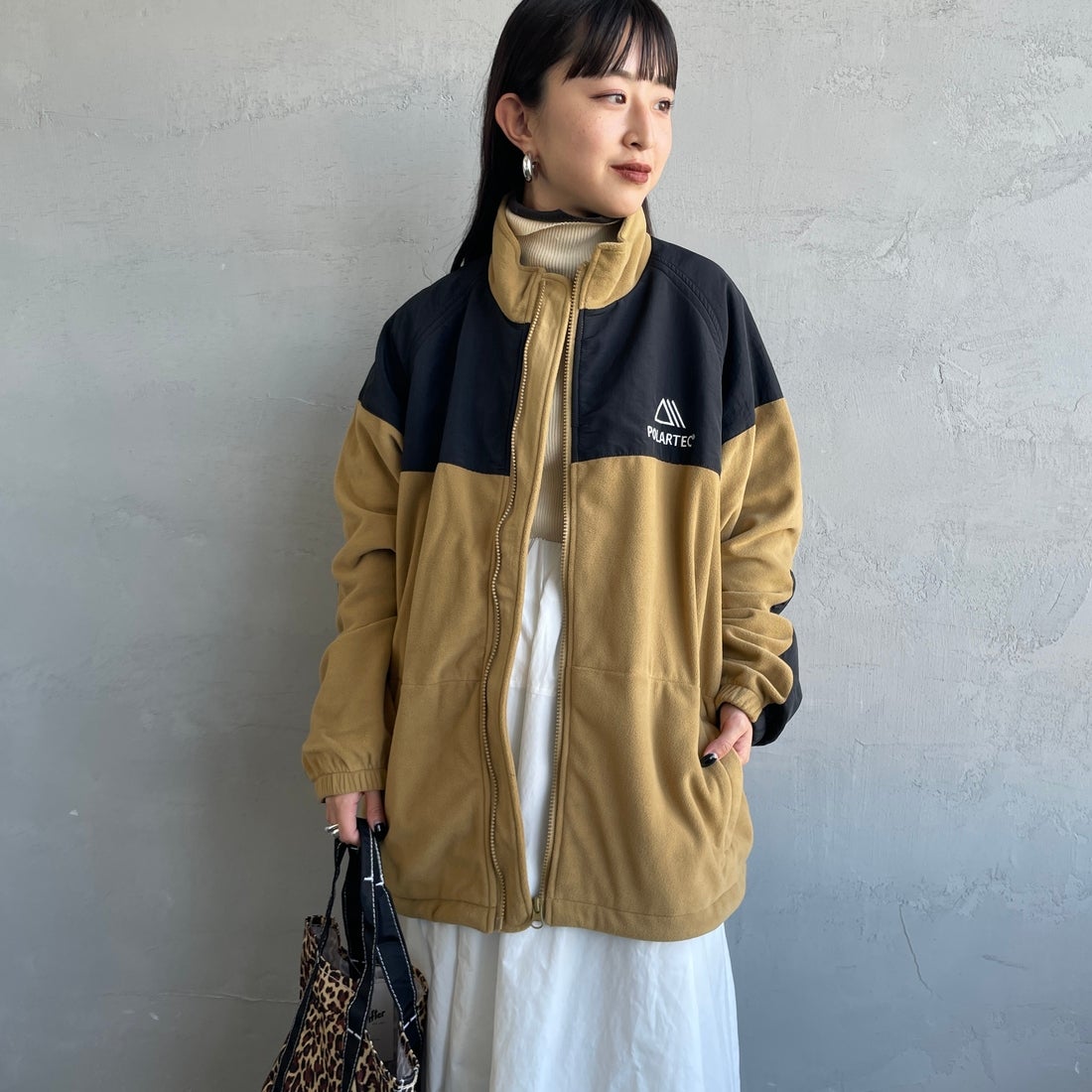 Jeans Factory Clothes [ジーンズファクトリークローズ] ポーラテック ECWCSフリースジャケット [JFC-254-041]74 ﾍﾞｰｼﾞｭ &&モデル身長：150cm 着用サイズ：S&&