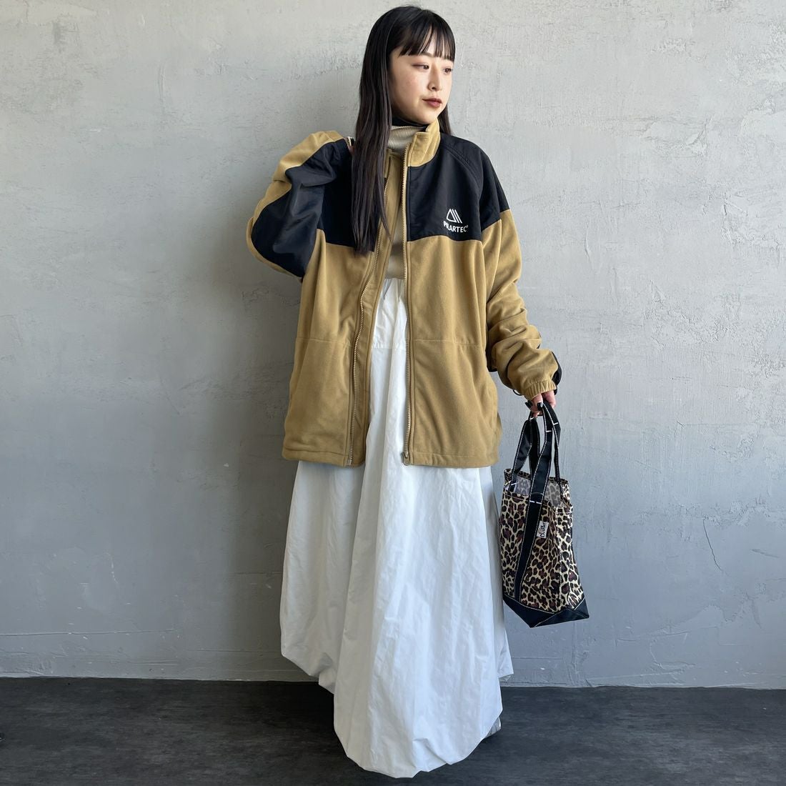 Jeans Factory Clothes [ジーンズファクトリークローズ] ポーラテック ECWCSフリースジャケット [JFC-254-041]74 ﾍﾞｰｼﾞｭ &&モデル身長：150cm 着用サイズ：S&&