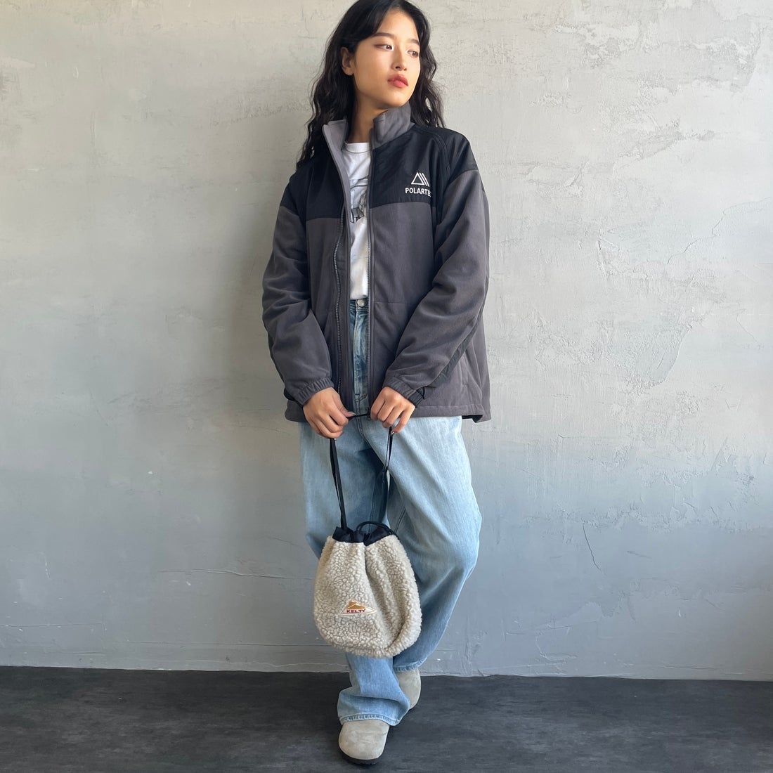 Jeans Factory Clothes [ジーンズファクトリークローズ] ポーラテック ECWCSフリースジャケット [JFC-254-041]89 ﾁｬｺｰﾙ &&モデル身長：162cm 着用サイズ：S&&