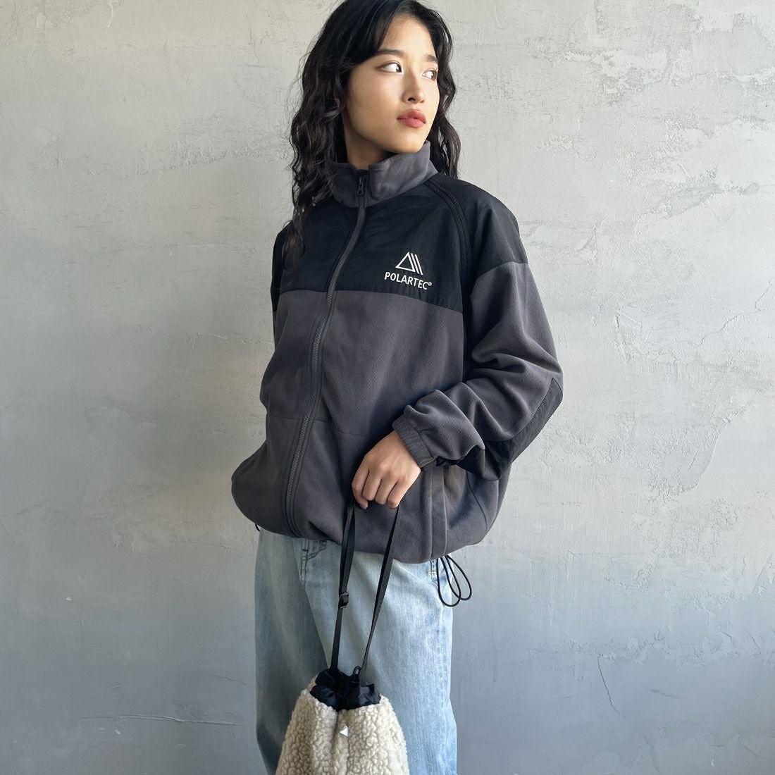 Jeans Factory Clothes [ジーンズファクトリークローズ] ポーラテック ECWCSフリースジャケット [JFC-254-041]89 ﾁｬｺｰﾙ &&モデル身長：162cm 着用サイズ：S&&