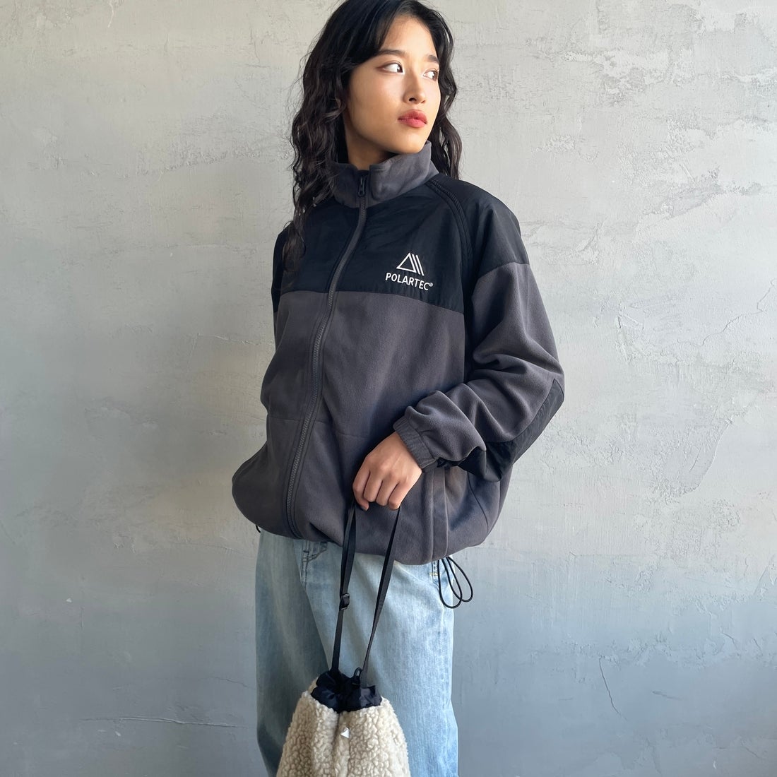 Jeans Factory Clothes [ジーンズファクトリークローズ] ポーラテック ECWCSフリースジャケット [JFC-254-041]89 ﾁｬｺｰﾙ &&モデル身長：162cm 着用サイズ：S&&