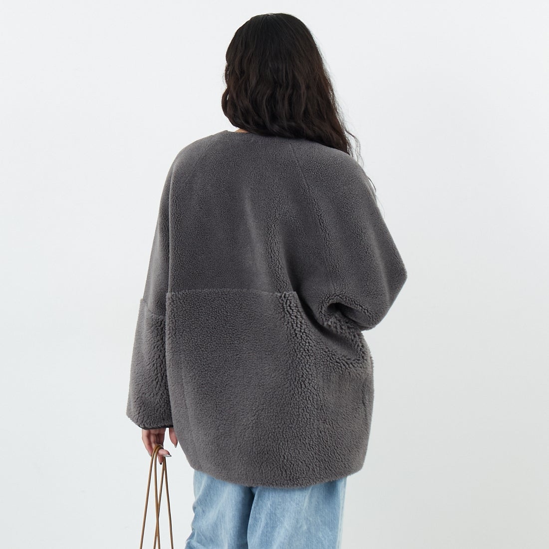 Jeans Factory Clothes [ジーンズファクトリークローズ] ボアスエードリバーシブルコート [275-38775] 08 ﾁｬｺｰﾙ &&モデル身長：162cm 着用サイズ：F&&
