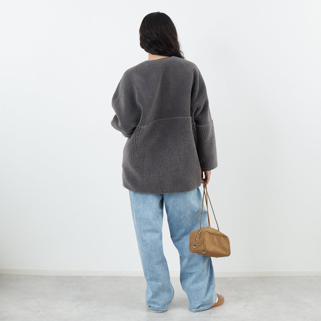 Jeans Factory Clothes [ジーンズファクトリークローズ] ボアスエードリバーシブルコート [275-38775] 08 ﾁｬｺｰﾙ &&モデル身長：162cm 着用サイズ：F&&