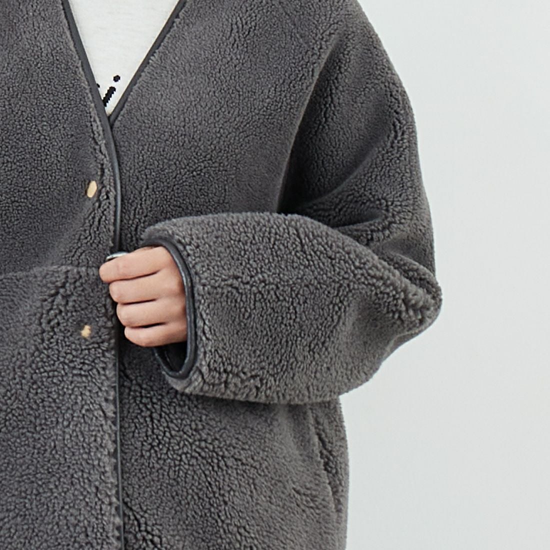 Jeans Factory Clothes [ジーンズファクトリークローズ] ボアスエードリバーシブルコート [275-38775] 08 ﾁｬｺｰﾙ &&モデル身長：162cm 着用サイズ：F&&