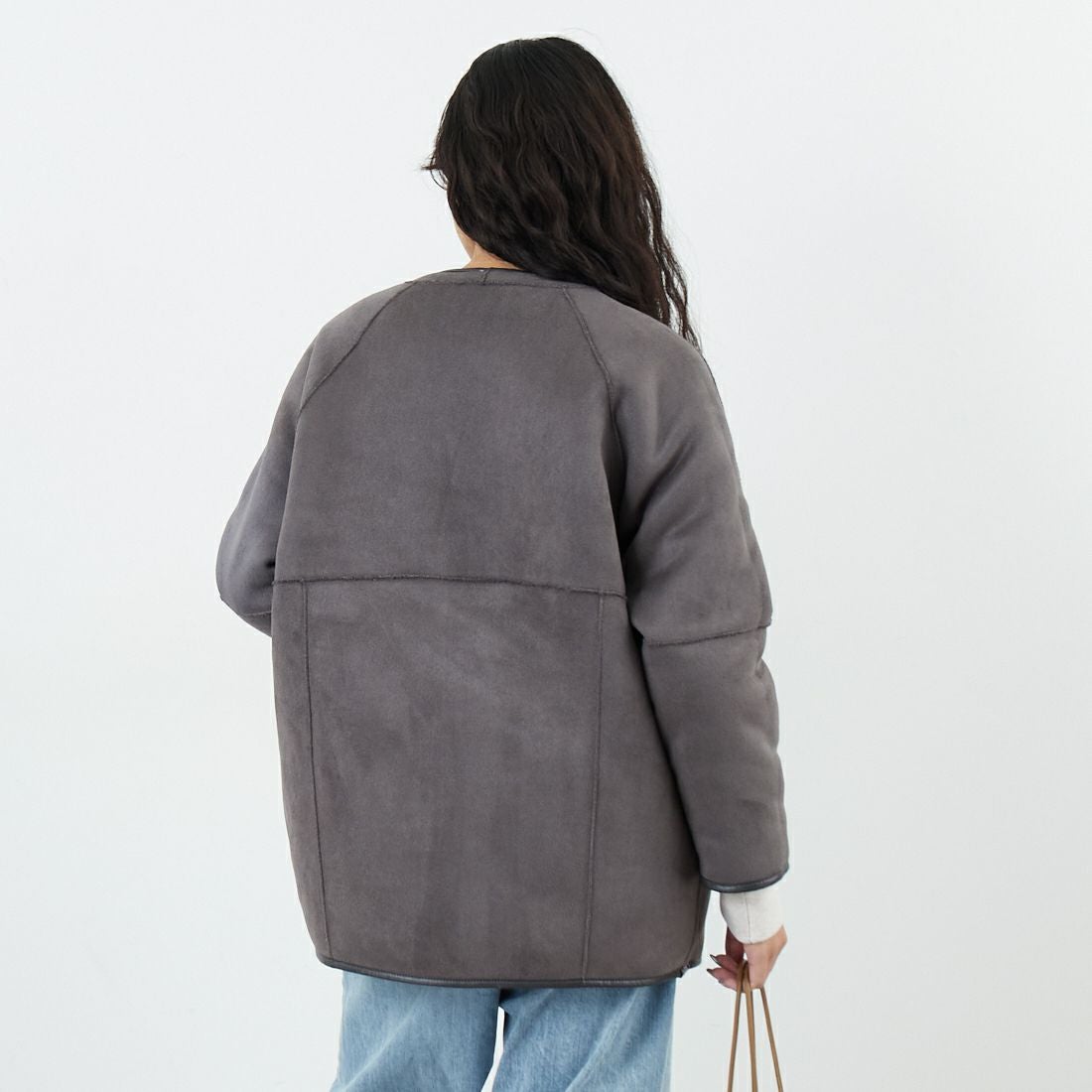 Jeans Factory Clothes [ジーンズファクトリークローズ] ボアスエードリバーシブルコート [275-38775] 08 ﾁｬｺｰﾙ &&モデル身長：162cm 着用サイズ：F&&