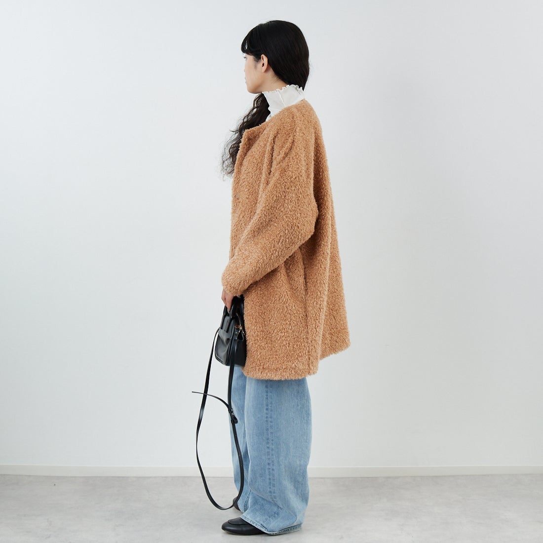 STELLA CIFFON [ステラシフォン] ダブルフェイスボアコート [ST4-26104] 60 BEIGE &&モデル身長：162cm 着用サイズ：36&&