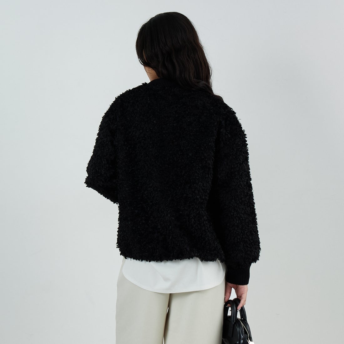 STELLA CIFFON [ステラシフォン] プードルカットジャガードブラウス [ST4-26405] 80 BLACK &&モデル身長：162cm 着用サイズ：36&&