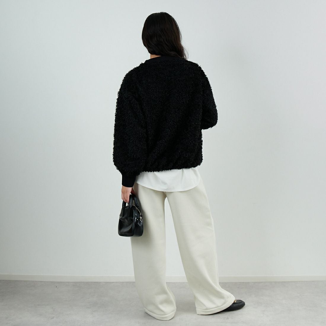 STELLA CIFFON [ステラシフォン] プードルカットジャガードブラウス [ST4-26405] 80 BLACK &&モデル身長：162cm 着用サイズ：36&&