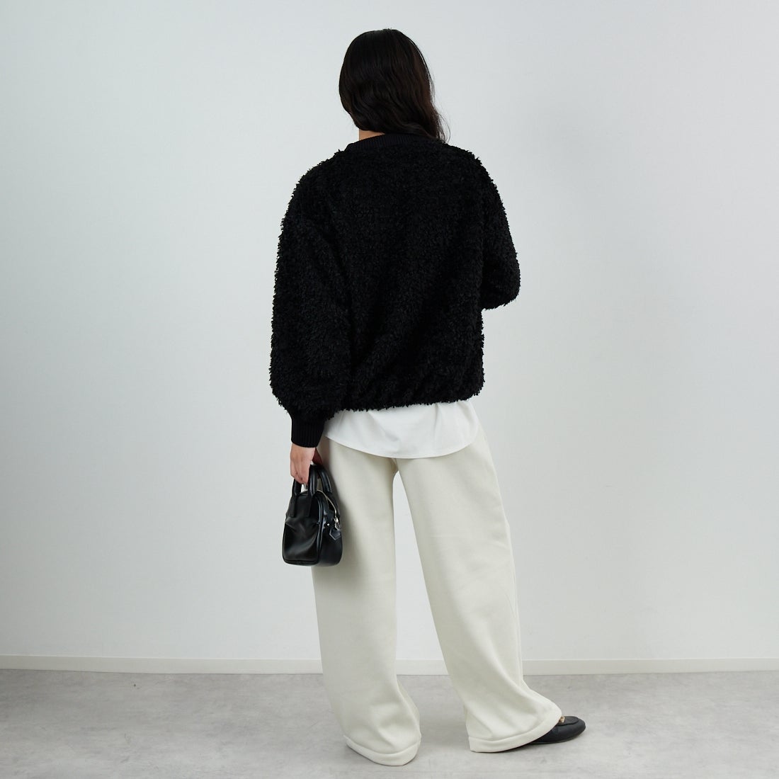 STELLA CIFFON [ステラシフォン] プードルカットジャガードブラウス [ST4-26405] 80 BLACK &&モデル身長：162cm 着用サイズ：36&&