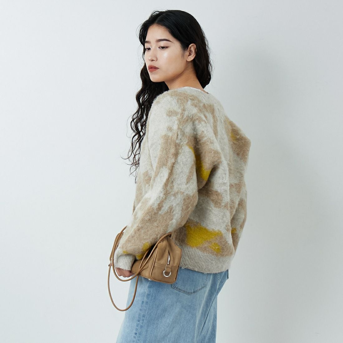 Jf Ready Made [ジェイエフレディメイド] にじみ柄Vネックカーディガン