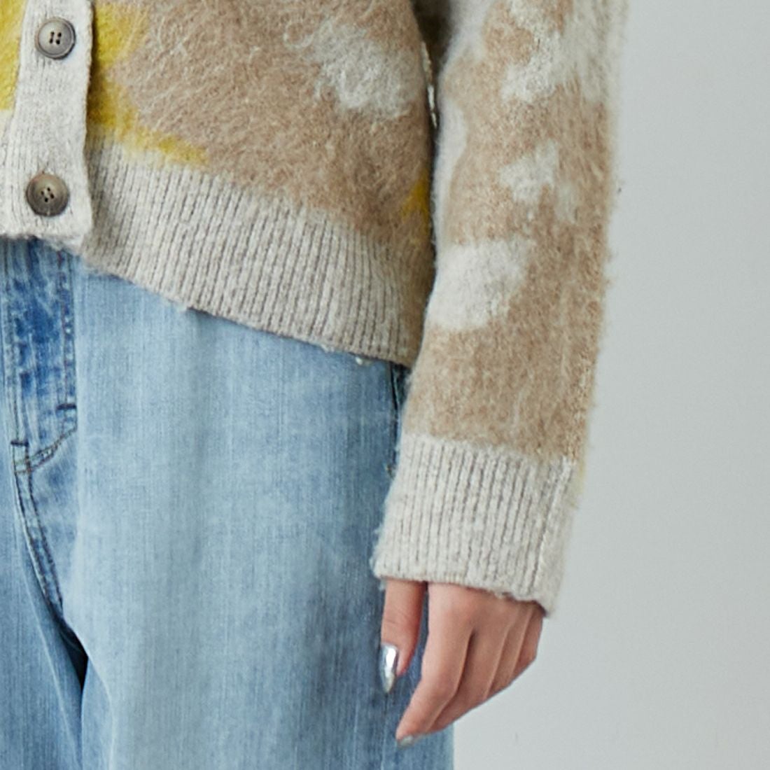 Jf Ready Made [ジェイエフレディメイド] にじみ柄Vネックカーディガン