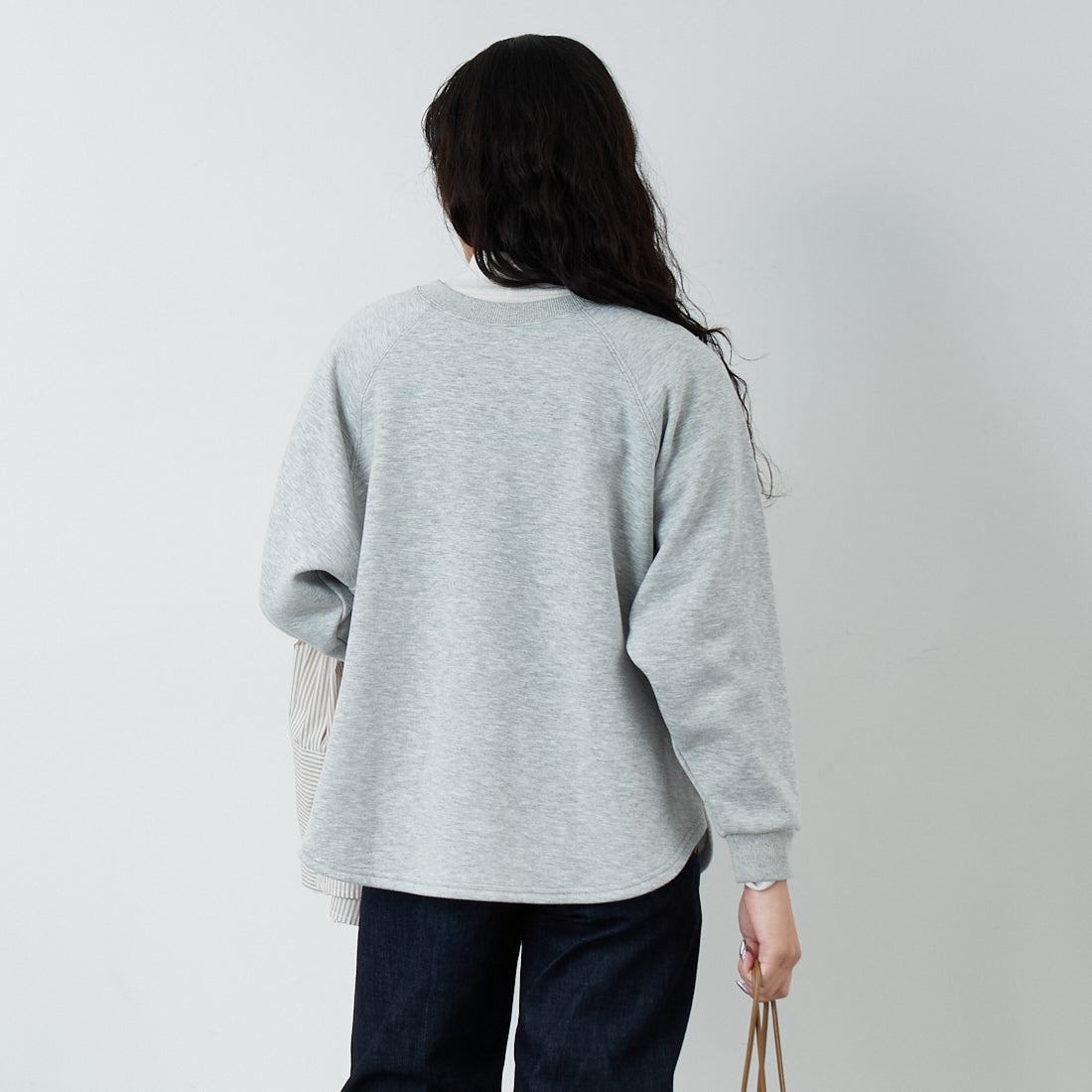 Jf Ready Made [ジェイエフレディメイド] 裏起毛プリントプルオーバー [3109151] 821 ﾓｸｸﾞﾚｰ &&モデル身長：162cm 着用サイズ：F&&