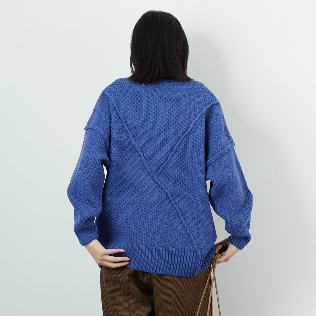 Jf Ready Made [ジェイエフレディメイド] 切替デザインクルーネックニット [3109206] 501 ﾌﾞﾙｰ &&モデル身長：162cm 着用サイズ：F&&