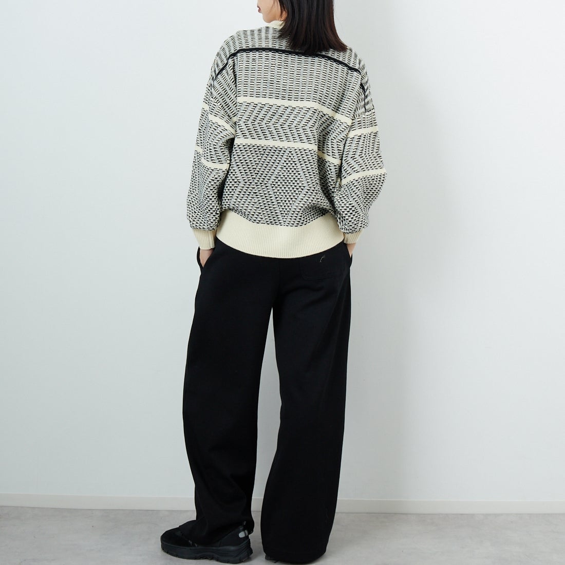Jf Ready Made [ジェイエフレディメイド] ジャガードニットクルーネックプルオーバー [3109207] 180 ｷﾅﾘ &&モデル身長：162cm 着用サイズ：F&&