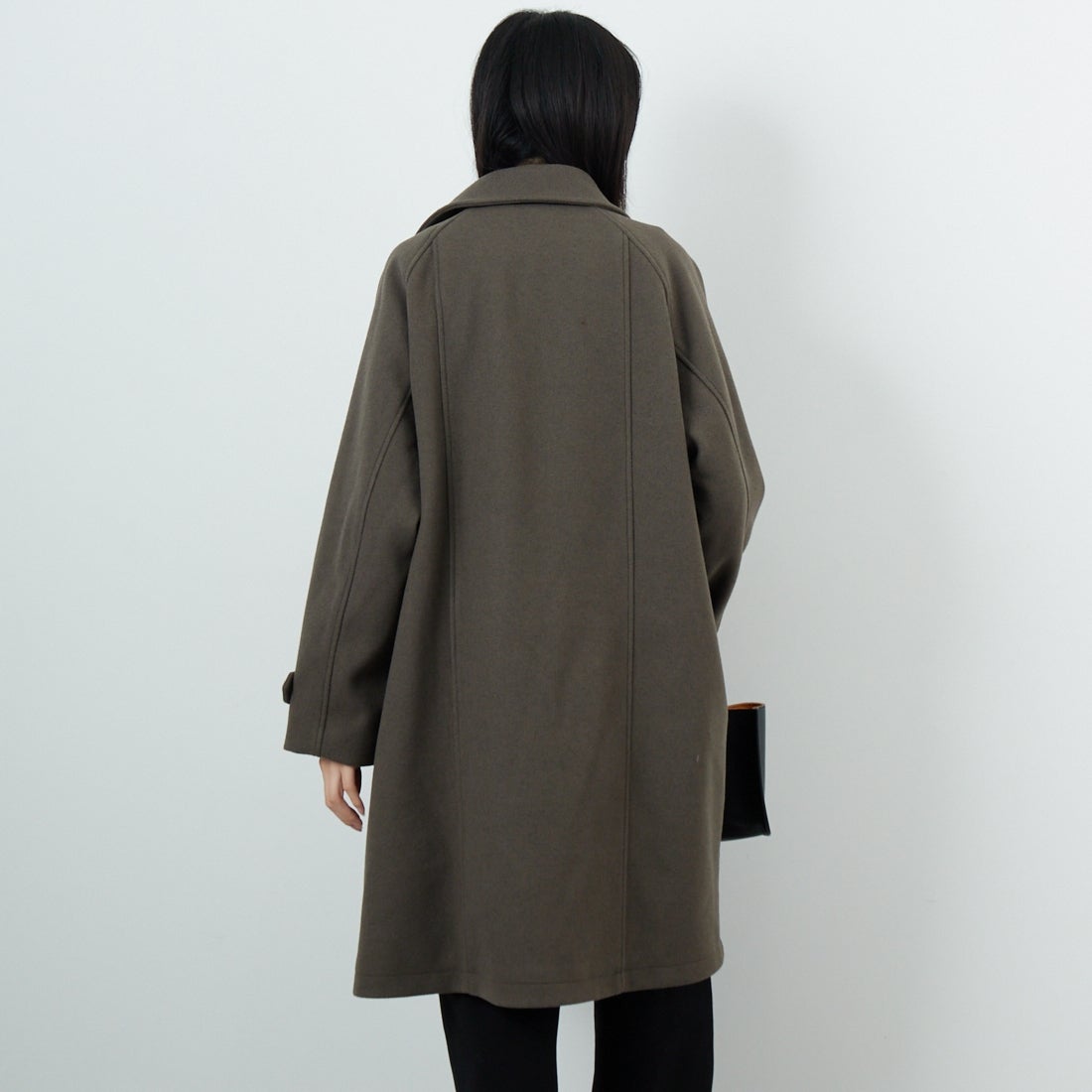 Jeans Factory Clothes [ジーンズファクトリークローズ] ワイドステンカラーミドルコート [831031IN] CHARCOAL &&モデル身長：162cm 着用サイズ：F&&