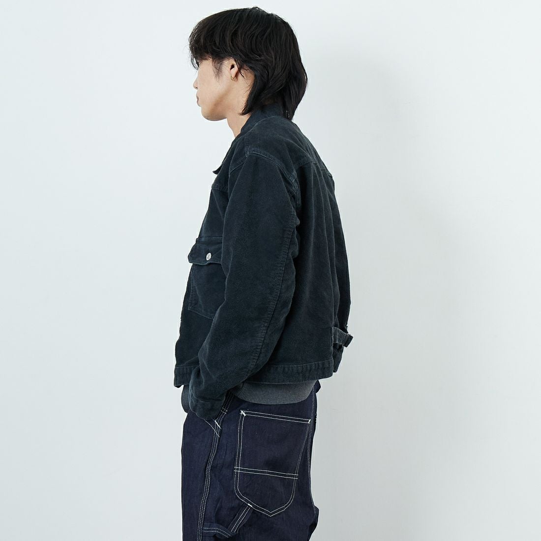 REMI RELIEF [レミレリーフ] モールスキン 1stジャケット [RN29373041] BLACK &&モデル身長：179cm 着用サイズ：L&&