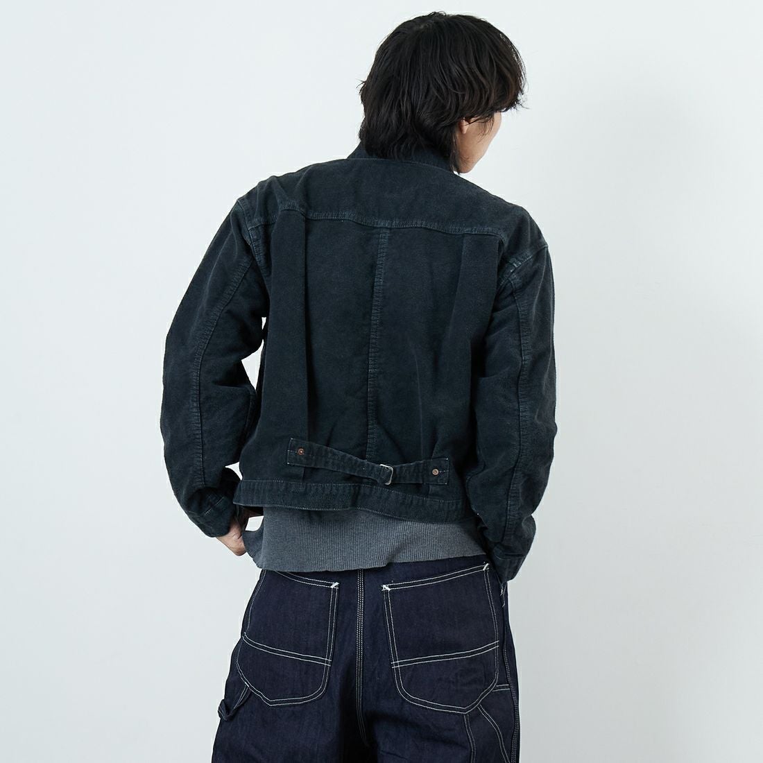 REMI RELIEF [レミレリーフ] モールスキン 1stジャケット [RN29373041] BLACK &&モデル身長：179cm 着用サイズ：L&&