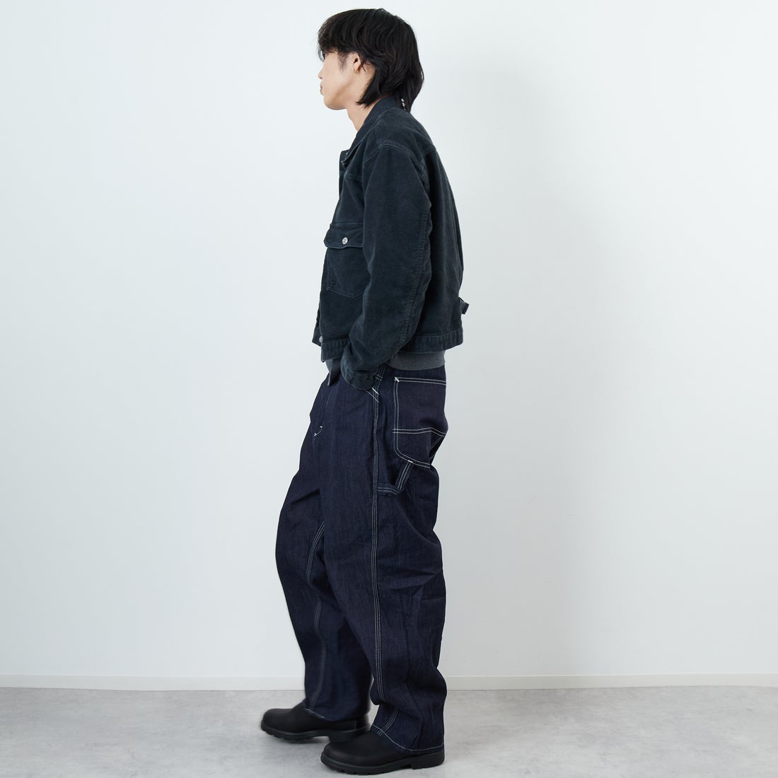 REMI RELIEF [レミレリーフ] モールスキン 1stジャケット [RN29373041] BLACK &&モデル身長：179cm 着用サイズ：L&&