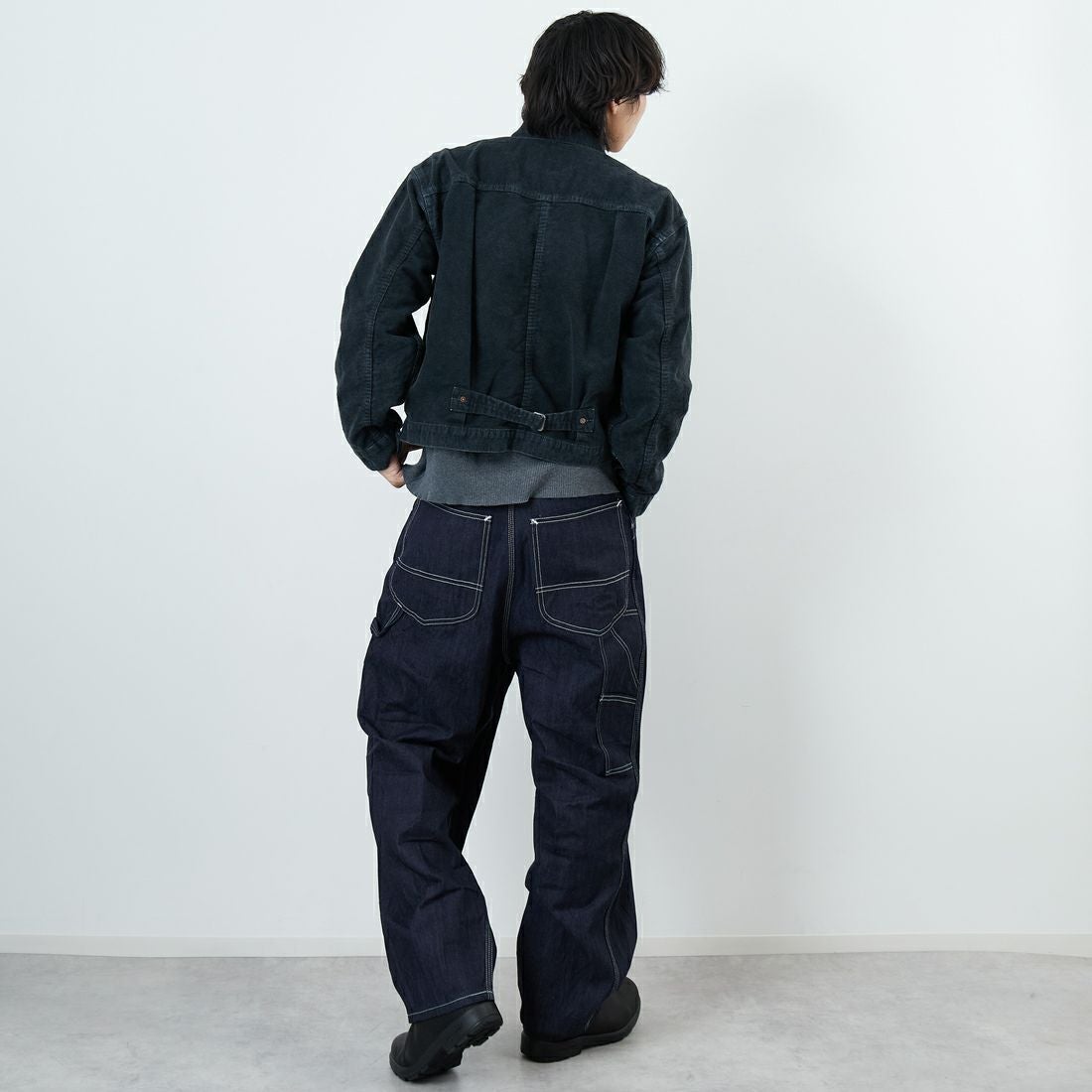 REMI RELIEF [レミレリーフ] モールスキン 1stジャケット [RN29373041] BLACK &&モデル身長：179cm 着用サイズ：L&&