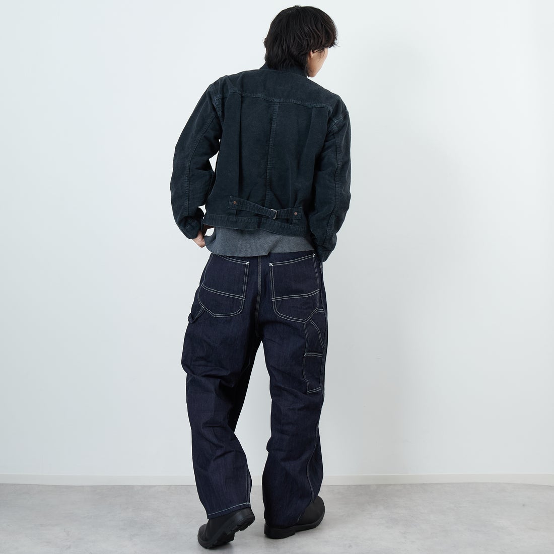 REMI RELIEF [レミレリーフ] モールスキン 1stジャケット [RN29373041] BLACK &&モデル身長：179cm 着用サイズ：L&&