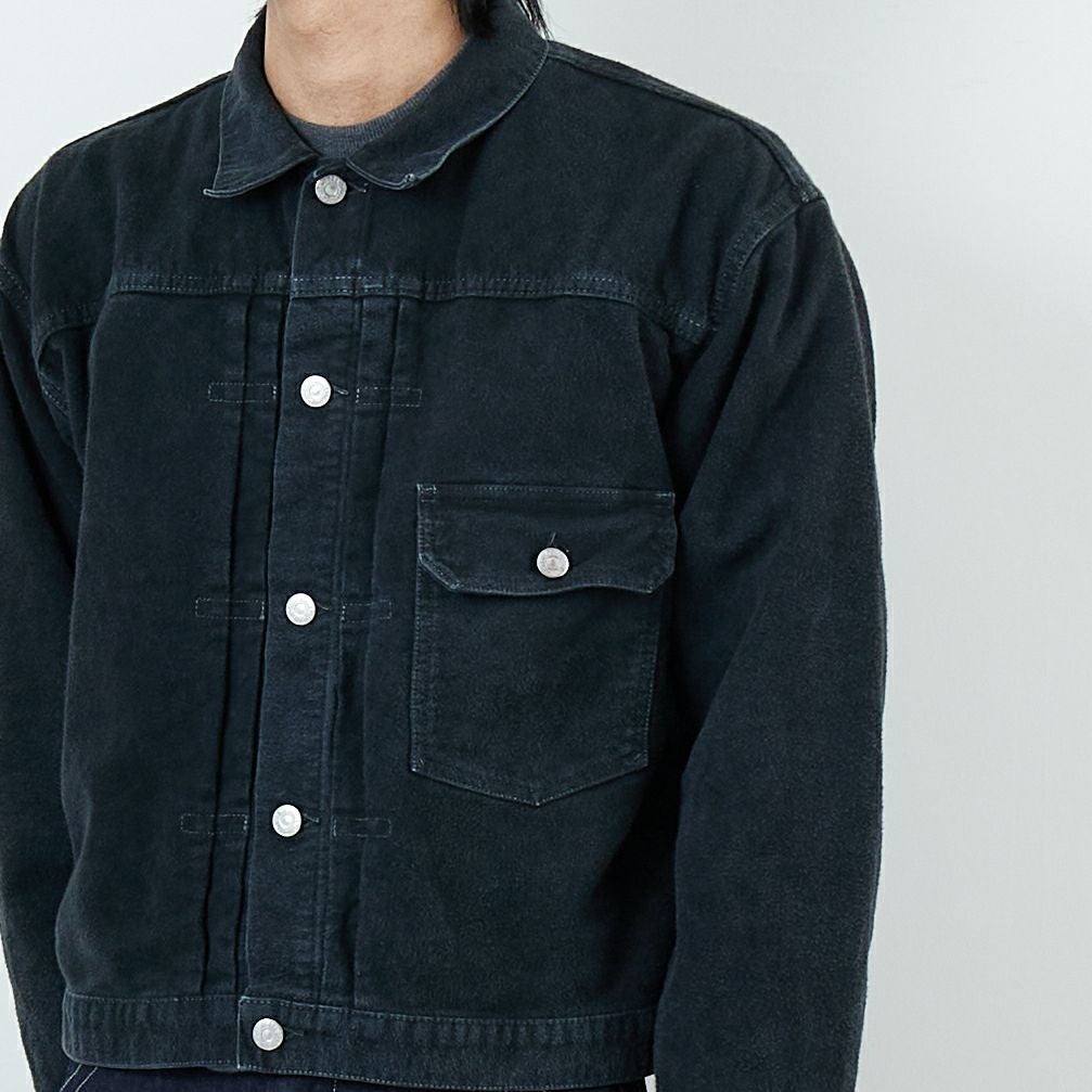 REMI RELIEF [レミレリーフ] モールスキン 1stジャケット [RN29373041] BLACK &&モデル身長：179cm 着用サイズ：L&&