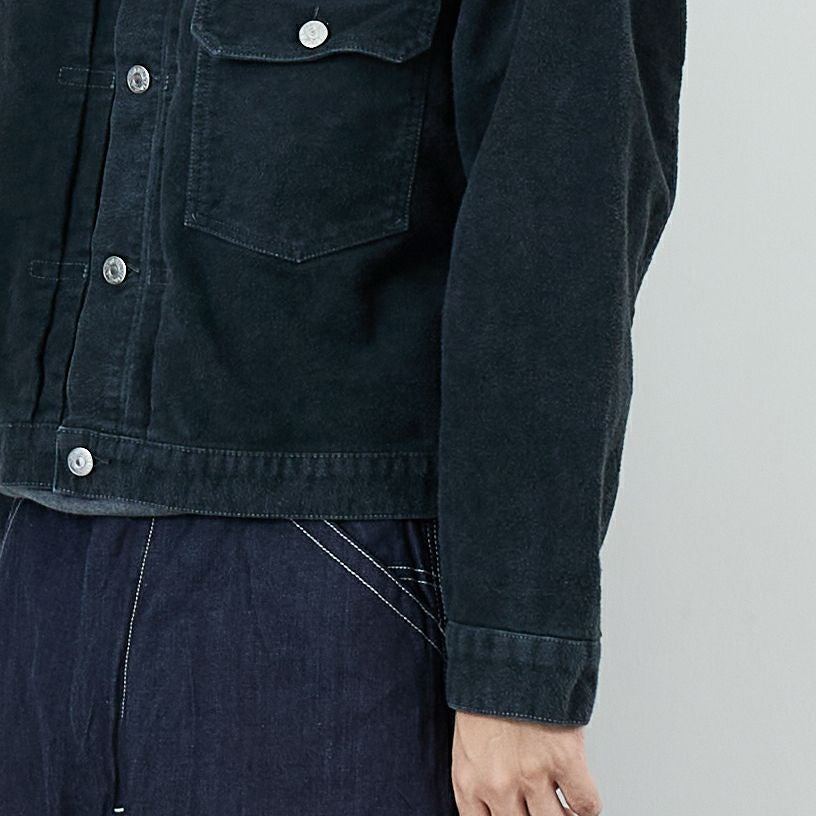 REMI RELIEF [レミレリーフ] モールスキン 1stジャケット [RN29373041] BLACK &&モデル身長：179cm 着用サイズ：L&&