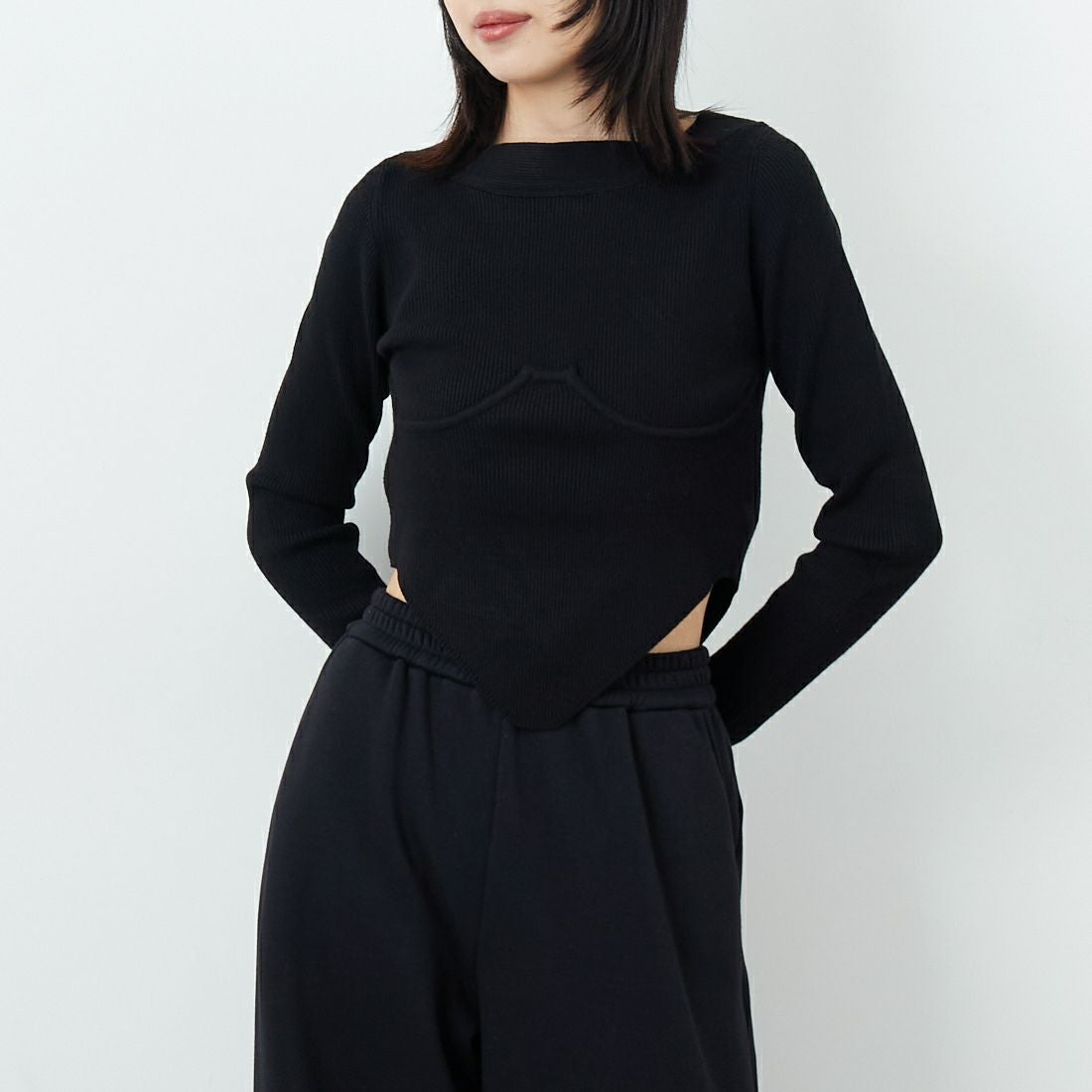 null. [ヌル] ビスチェリブニットトップス [153WNT255023]｜ジーンズ