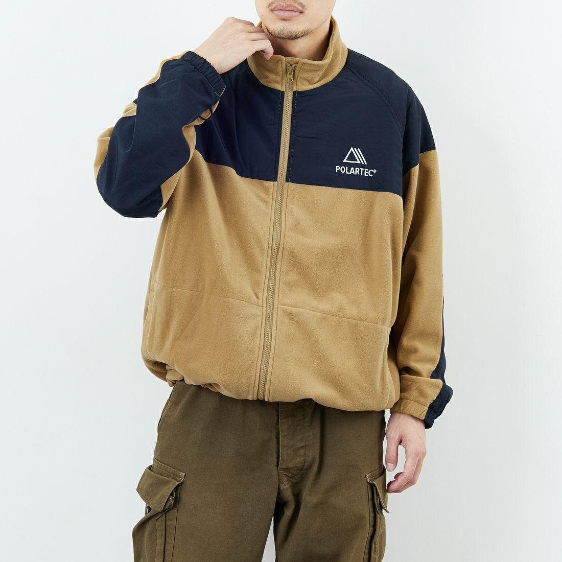 Jeans Factory Clothes [ジーンズファクトリークローズ] ポーラテック ECWCSフリースジャケット [JFC-254-041] 74 ﾍﾞｰｼﾞｭ &&モデル身長：168cm 着用サイズ：M&&