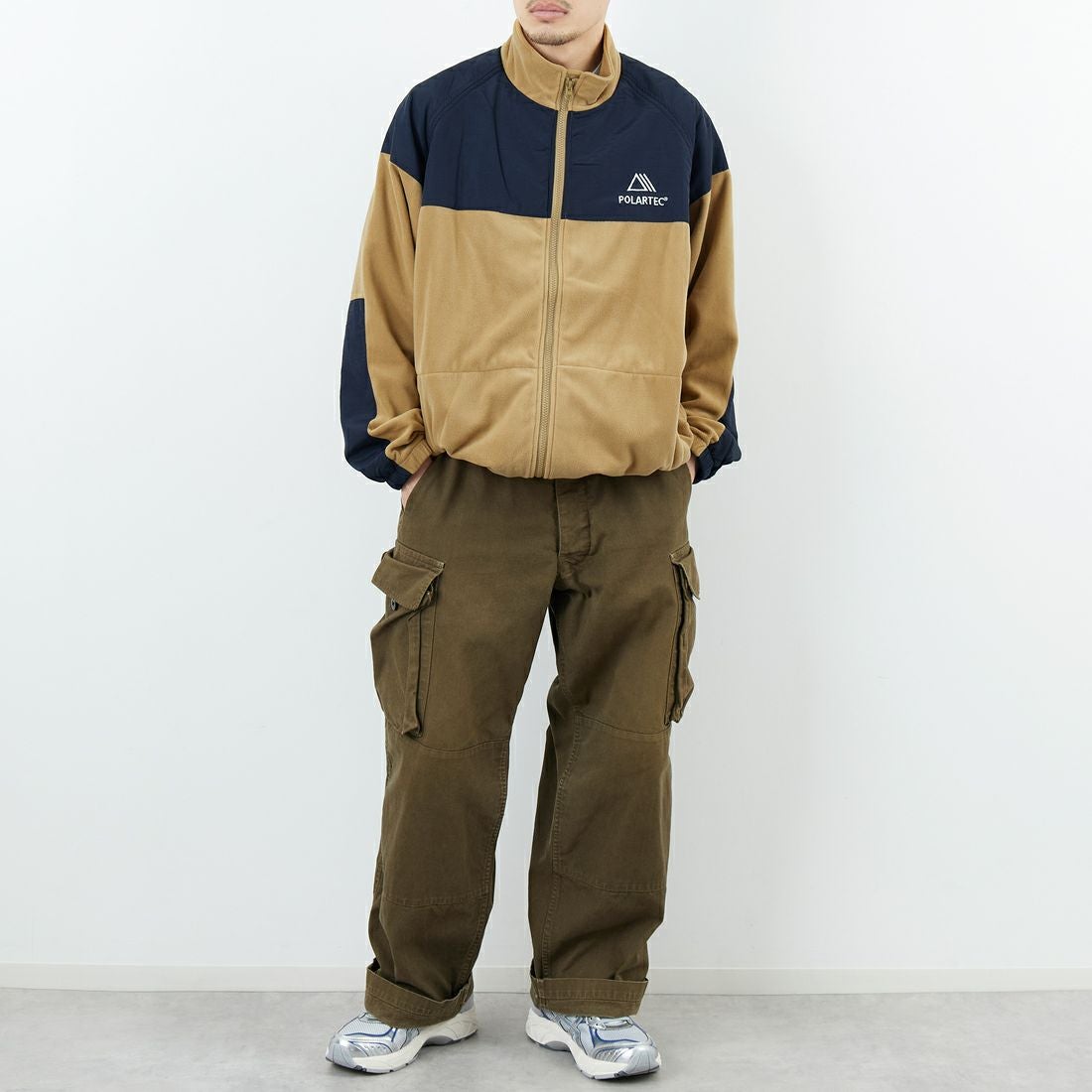 Jeans Factory Clothes [ジーンズファクトリークローズ] ポーラテック ECWCSフリースジャケット [JFC-254-041] 74 ﾍﾞｰｼﾞｭ &&モデル身長：168cm 着用サイズ：M&&